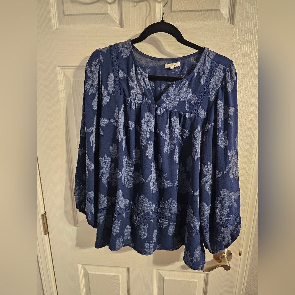 Maurices Deep Blue Floral Blouse